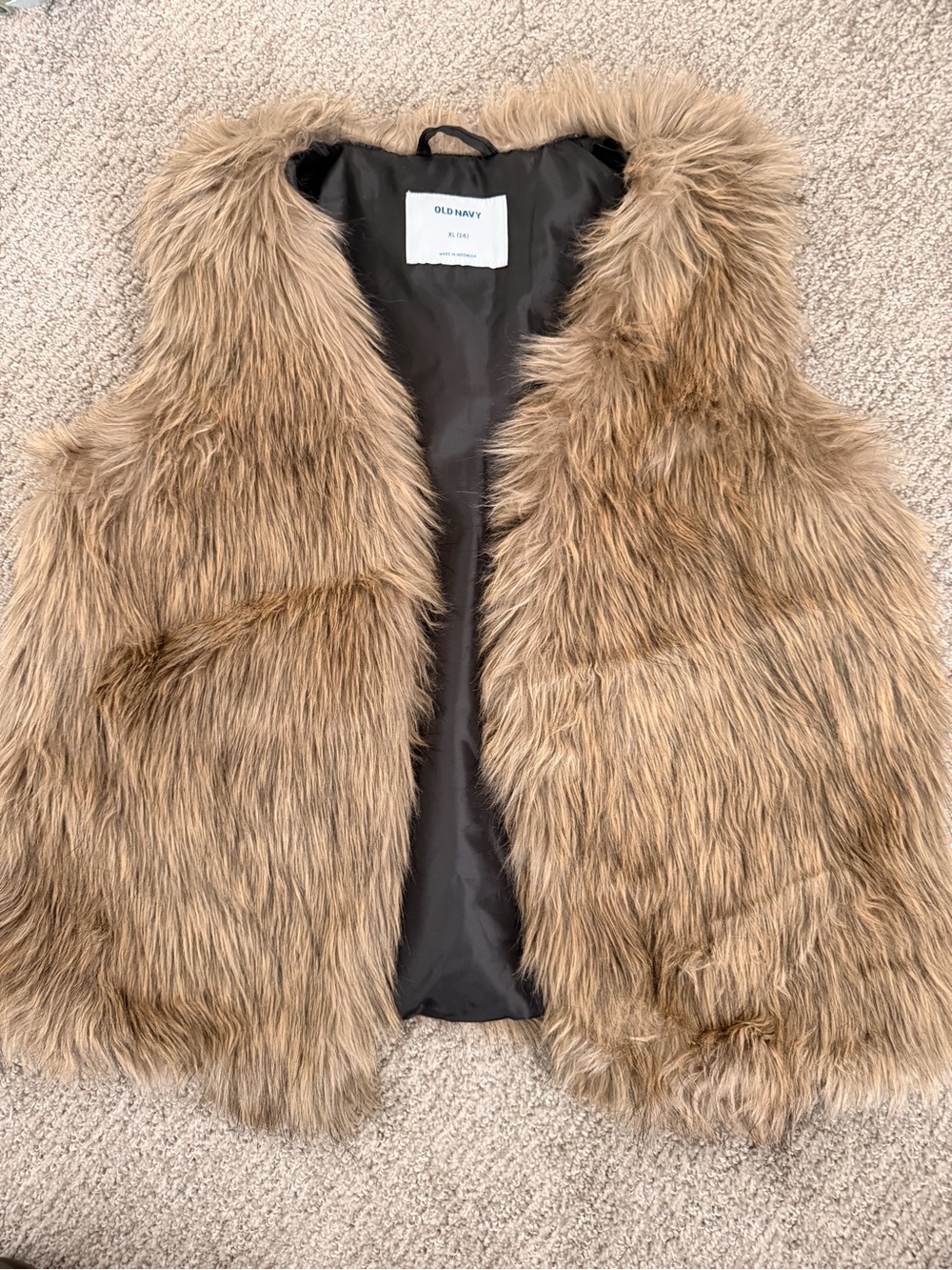 Old Navy Kids Faux Fur Vest in Tan